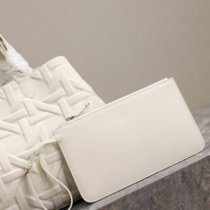 MEDIUM 37 TOUJOURS BAG IN WHITE CANNAGE GRAPHIC LAMBSKIN