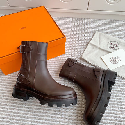 JAIME ANKLE BOOT IN CHOCOLATE BROWN CALFSKIN