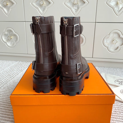 JAIME ANKLE BOOT IN CHOCOLATE BROWN CALFSKIN