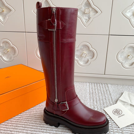 JAIME BOOT IN BURGUNDY RED CALFSKIN