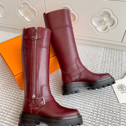 JAIME BOOT IN BURGUNDY RED CALFSKIN