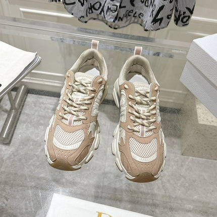 DIOR 25S CHRONO SNEAKER 45MM IN MESH WITH WHITE AND LIGHT BROWN CALFSKIN