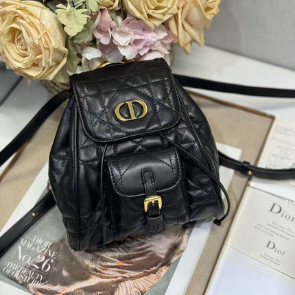 SMALL CARO BACKPACK 20 IN BLACK MACROCANNAGE LAMBSKIN