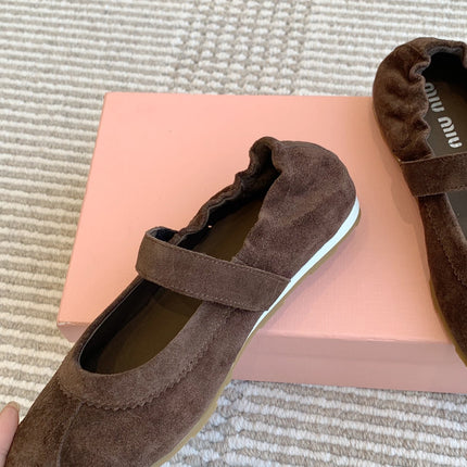 MARY JANE FLATS IN CHOCOLATE SUEDE