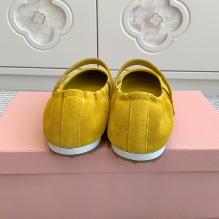 MARY JANE FLATS IN YELLOW SUEDE