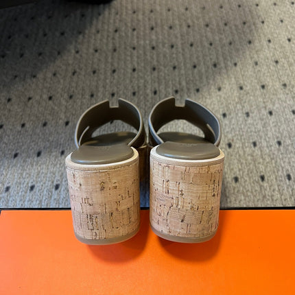 EZE SANDAL PLATFORM 85 MM IN WOOD BROWN SUEDE