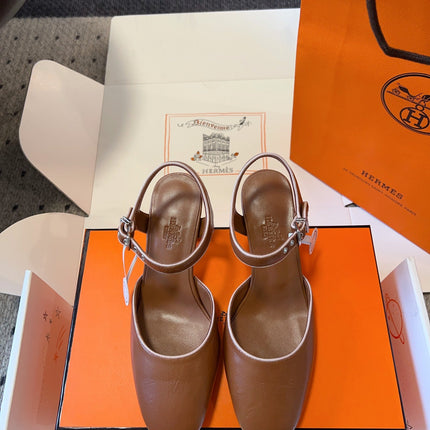 KLEO HIGH SLINGBACK IN BRONZE BROWN CALFSKIN