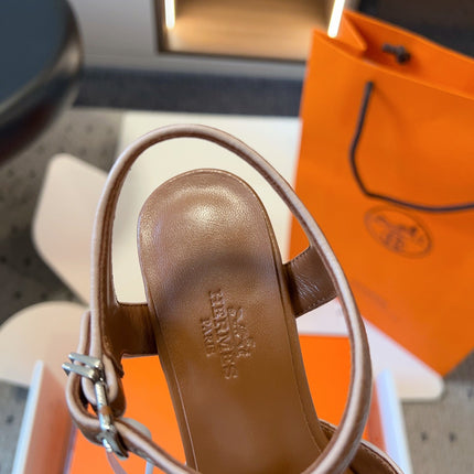 KLEO HIGH SLINGBACK IN BRONZE BROWN CALFSKIN