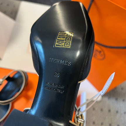 KLEO HIGH SLINGBACK IN BLACK CALFSKIN