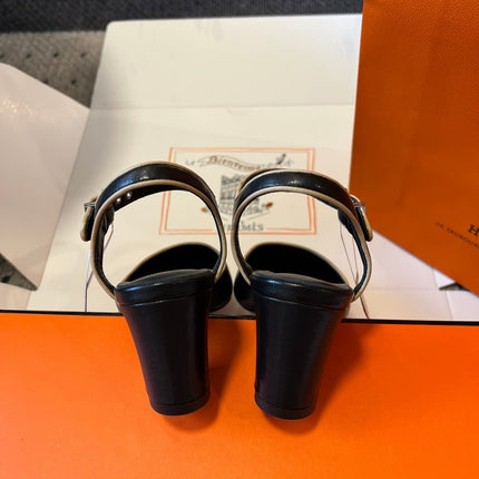 KLEO HIGH SLINGBACK IN BLACK CALFSKIN