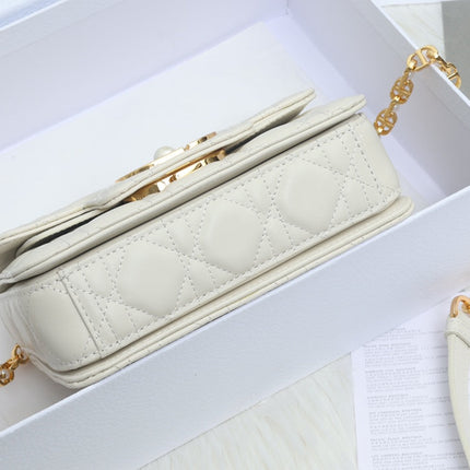 JOLIE TOP HANDLE BAG 19 IN WHITE CANNAGE CALFSKIN