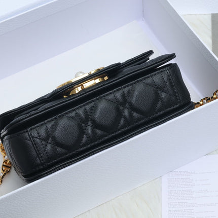 JOLIE TOP HANDLE BAG 19 IN BLACK CANNAGE CALFSKIN