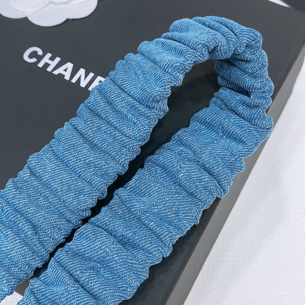 DOUBLE C ELASTIC BELT 30MM IN BLUE DENIM GOLD CRYSTAL STAR EMBELLISHED BUCKLE
