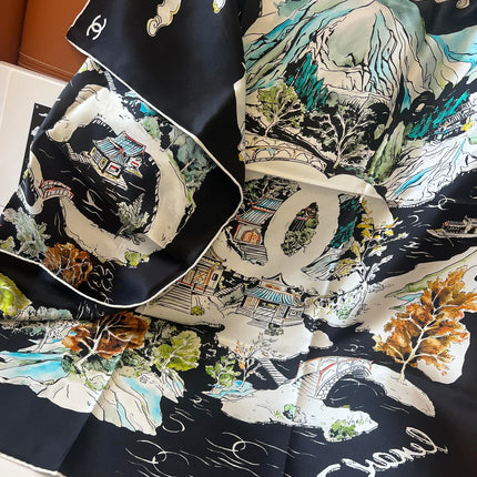 CHANEL 25S SCARF 90 IN SILK 715642