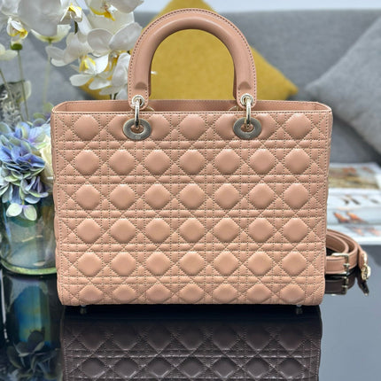 LARGE 32 LADY BAG IN PEACE LAMBSKIN WITH GOLD HARDWARE