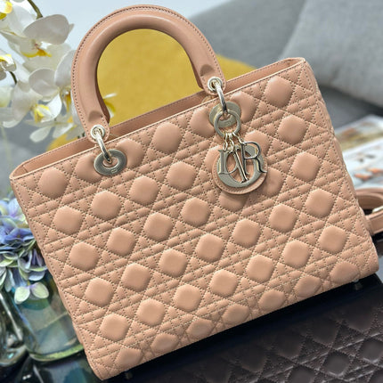 LARGE 32 LADY BAG IN PEACE LAMBSKIN WITH GOLD HARDWARE