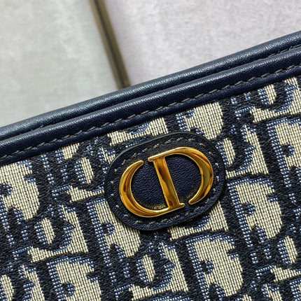 OBLIQUE BOOK TOTE 26 IN DARK BLUE MONOGRAM JACQUARD