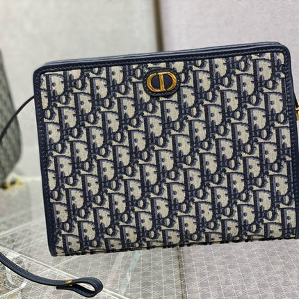 OBLIQUE BOOK TOTE 26 IN DARK BLUE MONOGRAM JACQUARD