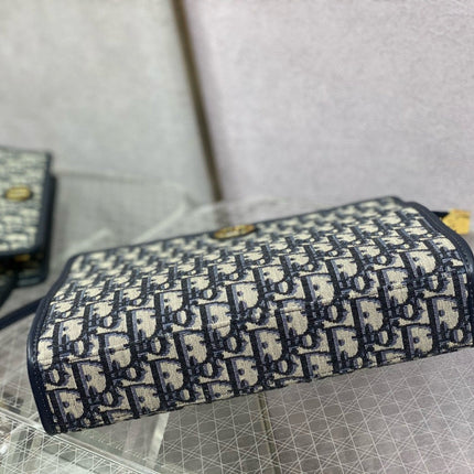 OBLIQUE BOOK TOTE 26 IN DARK BLUE MONOGRAM JACQUARD