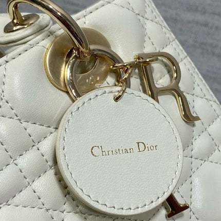 LADY BAG 24 IN WHITE CALFSKIN GOLD HARDWARE