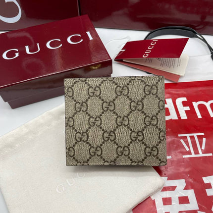 GG BI-FOLD WALLET IN BEIGE MIX BROWN CANVAS