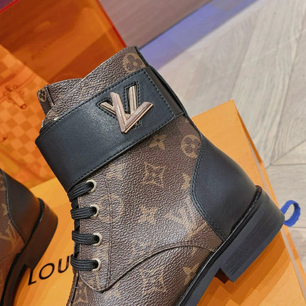 LV BOOTS IN BROWN MONOGRAM CANVAS MIX CALFSKIN