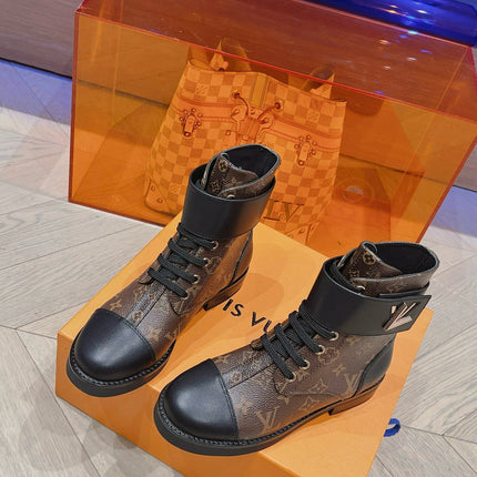 LV BOOTS IN BROWN MONOGRAM CANVAS MIX CALFSKIN