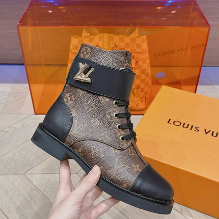 LV BOOTS IN BROWN MONOGRAM CANVAS MIX CALFSKIN