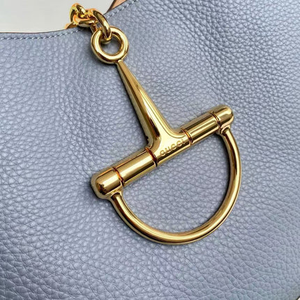 GG HORSEBIT HOBO BAG 46 IN LIGHT BLUE CALFSKIN GOLD HARDWARE