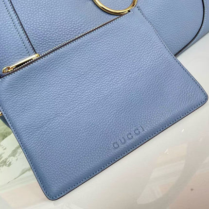 GG HORSEBIT HOBO BAG 46 IN LIGHT BLUE CALFSKIN GOLD HARDWARE