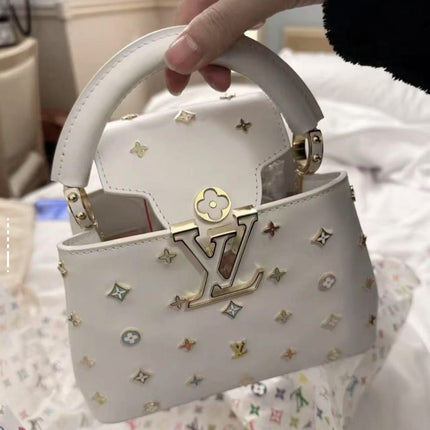 LV CAPUCINES 21 IN MULTICOLOR CALFSKIN GOLD HARDWARE TP2