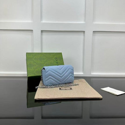 GG MARMONT 16 MINI SHOULDER BAG BLUE CALFSKIN