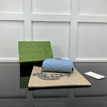 GG MARMONT 16 MINI SHOULDER BAG BLUE CALFSKIN