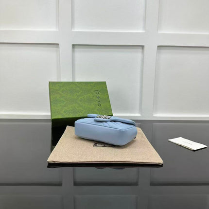 GG MARMONT 16 MINI SHOULDER BAG BLUE CALFSKIN