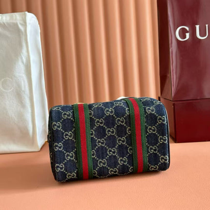 GG TOP HANDLE BAG 20 IN DARK BLUE DENIM MIX CALFSKIN