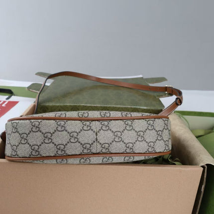 GG SHOULDER BAG 25 IN DARK BEIGE MONOGRAM CANVAS MIX CALFSKIN