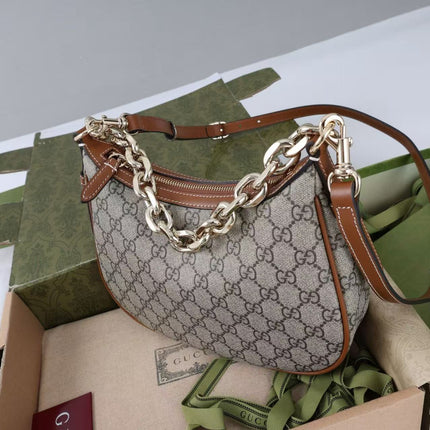 GG SHOULDER BAG 25 IN DARK BEIGE MONOGRAM CANVAS MIX CALFSKIN