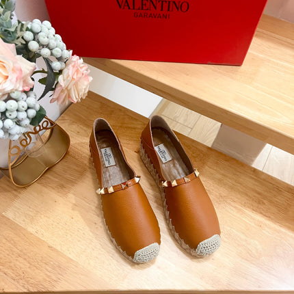 FLAT ESPADRILLE IN BRONZE BROWN CALFSKIN 2 CM WITH STUDS