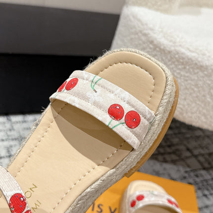 LV PLATFORM ESPADRILLE SANDALS 25S IN NUDE DENIM