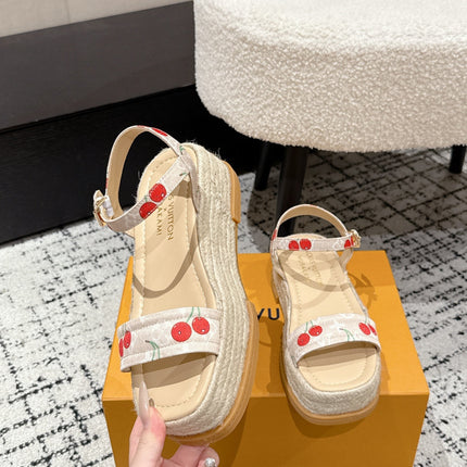 LV PLATFORM ESPADRILLE SANDALS 25S IN NUDE DENIM