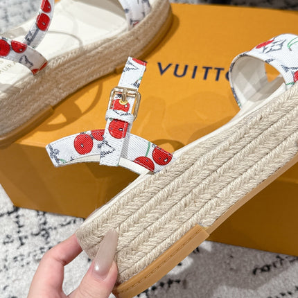 LV PLATFORM ESPADRILLE SANDALS 25S IN WHITE DENIM