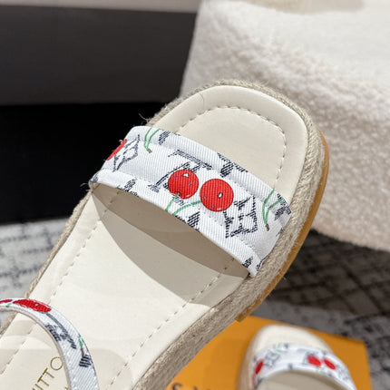 LV PLATFORM ESPADRILLE SANDALS 25S IN WHITE DENIM