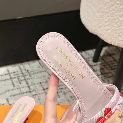 LV CHERRY HIGH HEELS 25S 55 MM IN LIGHT PINK DENIM STYLE 8