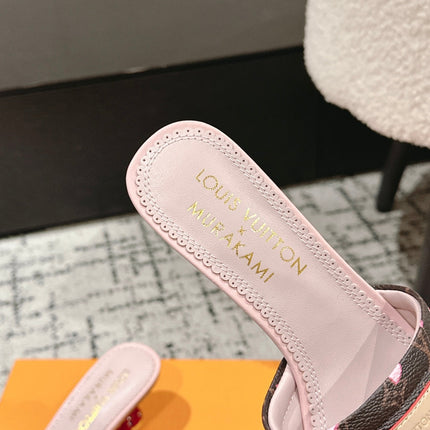 LV CHERRY HIGH HEELS 25S 55 MM IN DARK BROWN AND LIGHT PINK CALFSKIN STYLE 2