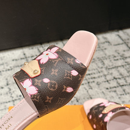 LV CHERRY HIGH HEELS 25S 55 MM IN DARK BROWN AND LIGHT PINK CALFSKIN STYLE 2