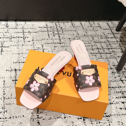 LV CHERRY HIGH HEELS 25S 55 MM IN DARK BROWN AND LIGHT PINK CALFSKIN STYLE 2