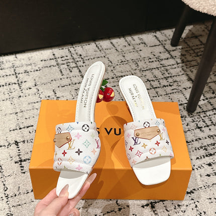 LV CHERRY HIGH HEELS 25S 55 MM IN WHITE CALFSKIN STYLE 13