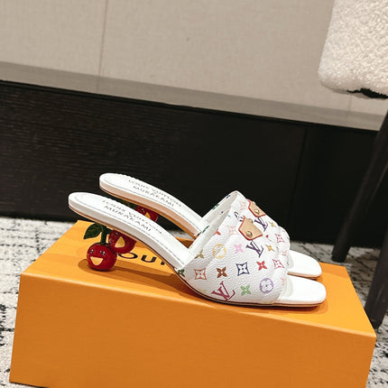 LV CHERRY HIGH HEELS 25S 55 MM IN WHITE CALFSKIN STYLE 13