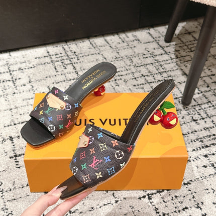 LV CHERRY HIGH HEELS 25S 55 MM IN BLACK CALFSKIN STYLE 14