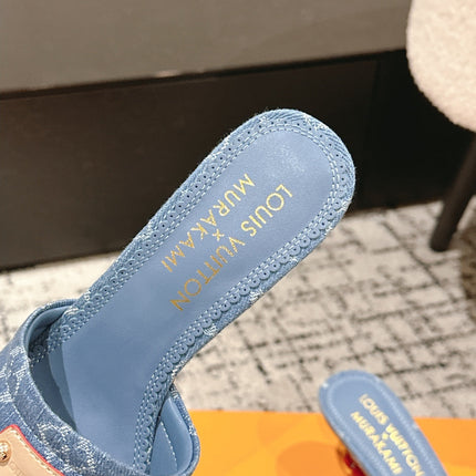 LV CHERRY HIGH HEELS 25S 55 MM IN BLUE DENIM STYLE 5